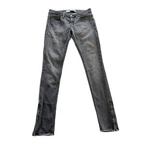 Kill City Women's Sz 27 Junkie Fit Skinny  Low Rise Washed Black Jeans Zippers
